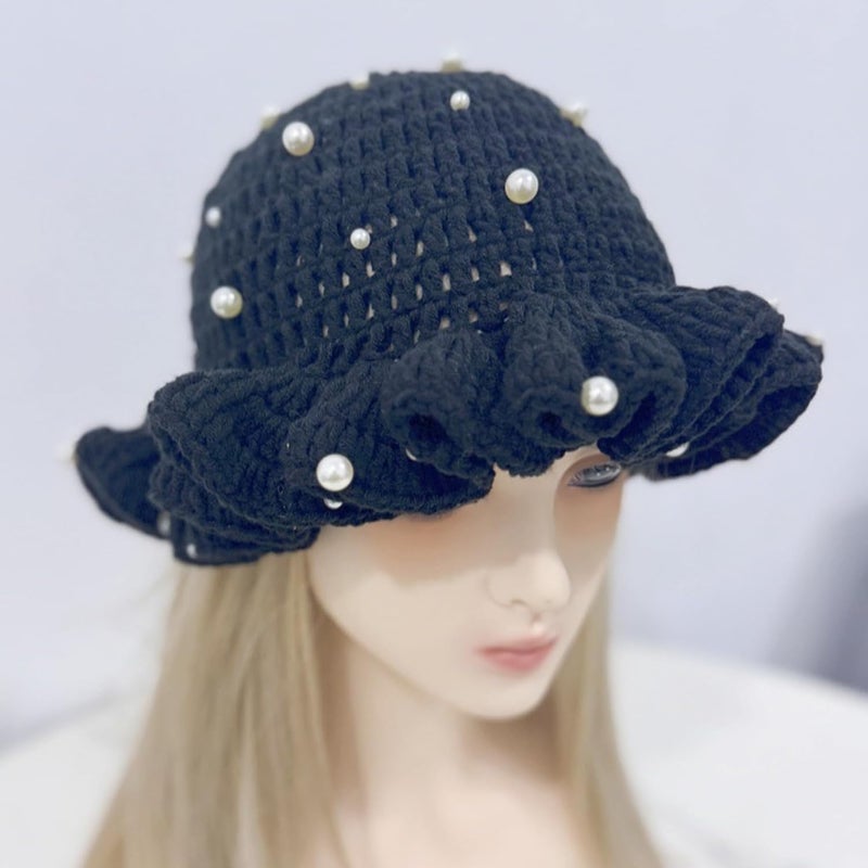 Ahouws Crochet Bucket Hat Women Trendy Knit Floppy Cap Cute Boho Handmade Beanies Outdoor Boho Travel Fishing Hat - Image 5